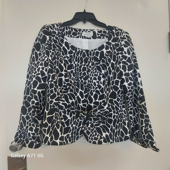 Isabella Size 10 Womans Blazer, Black and White, Animal Print, Lined, $Front Hid - Picture 1 of 7